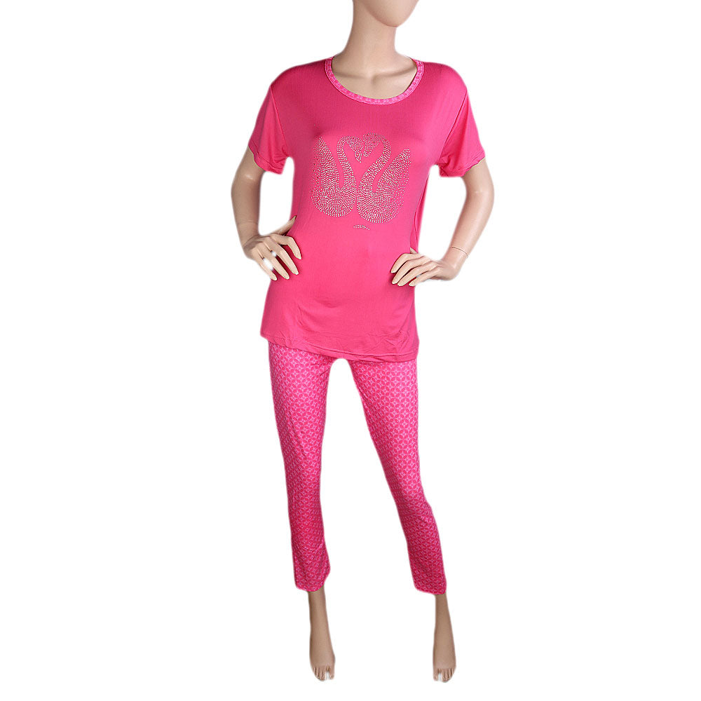 Women's 2 Piece Night Suit - Pink - test-store-for-chase-value