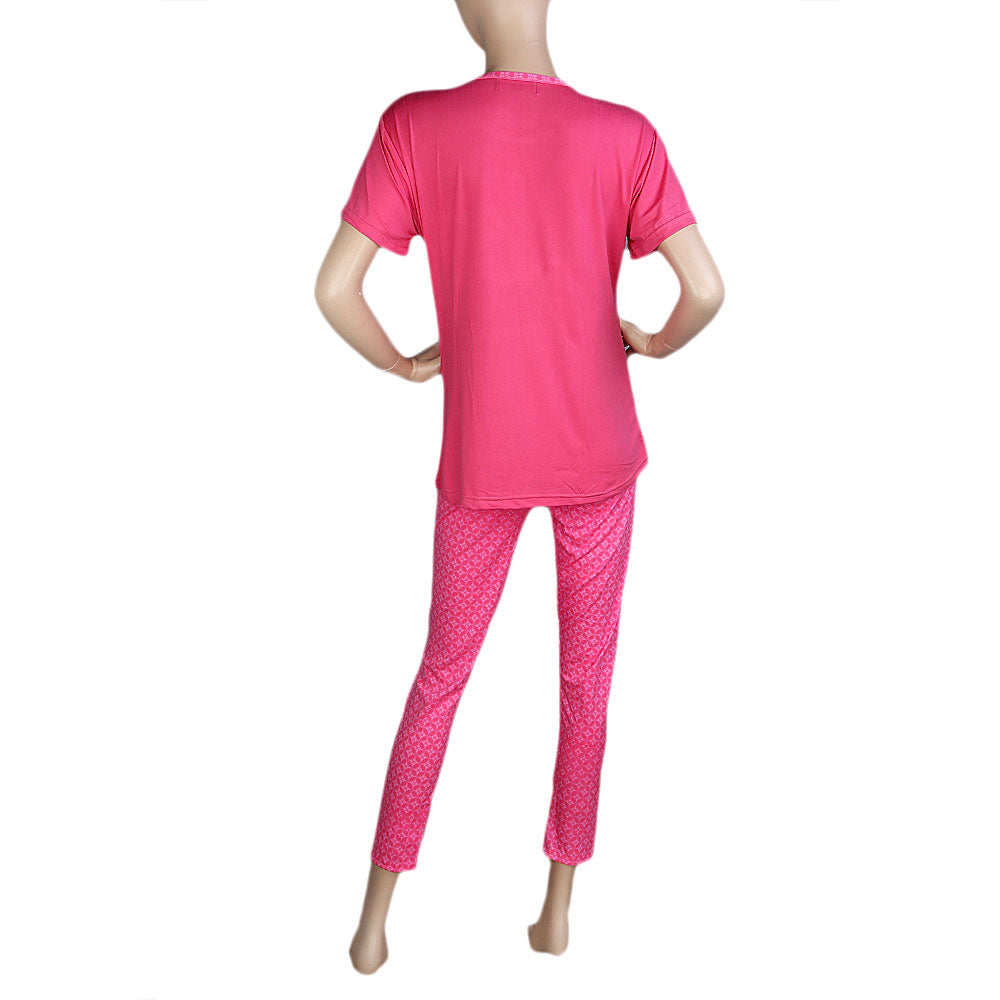 Women's 2 Piece Night Suit - Pink - test-store-for-chase-value