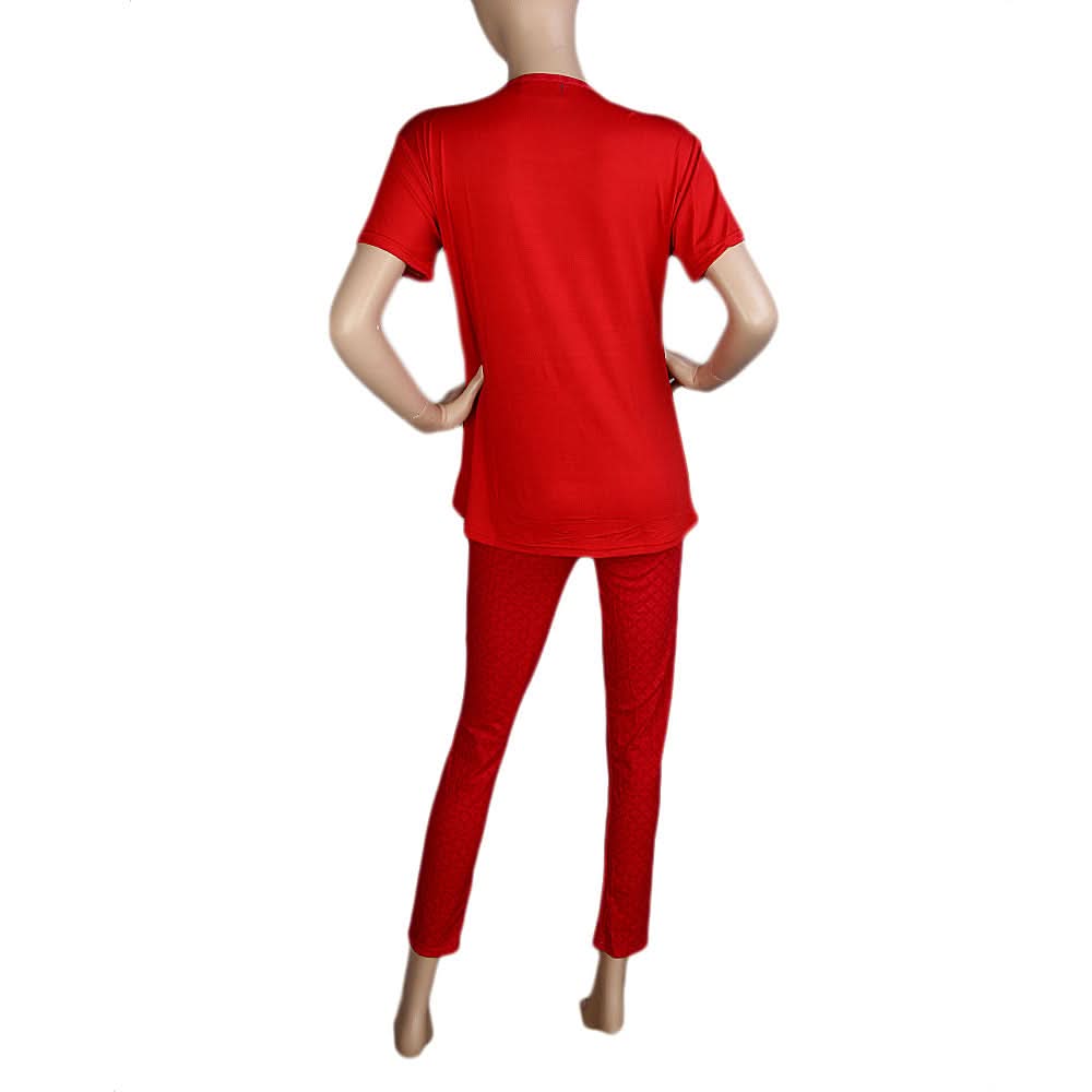 Women's 2 Piece Night Suit - Red - test-store-for-chase-value