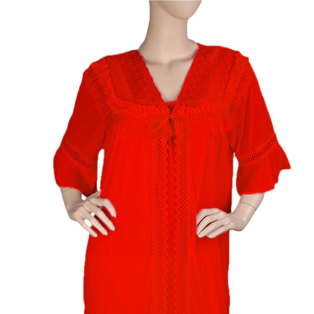 Women's Nighty 2 Pcs Set - Red -  Red - test-store-for-chase-value