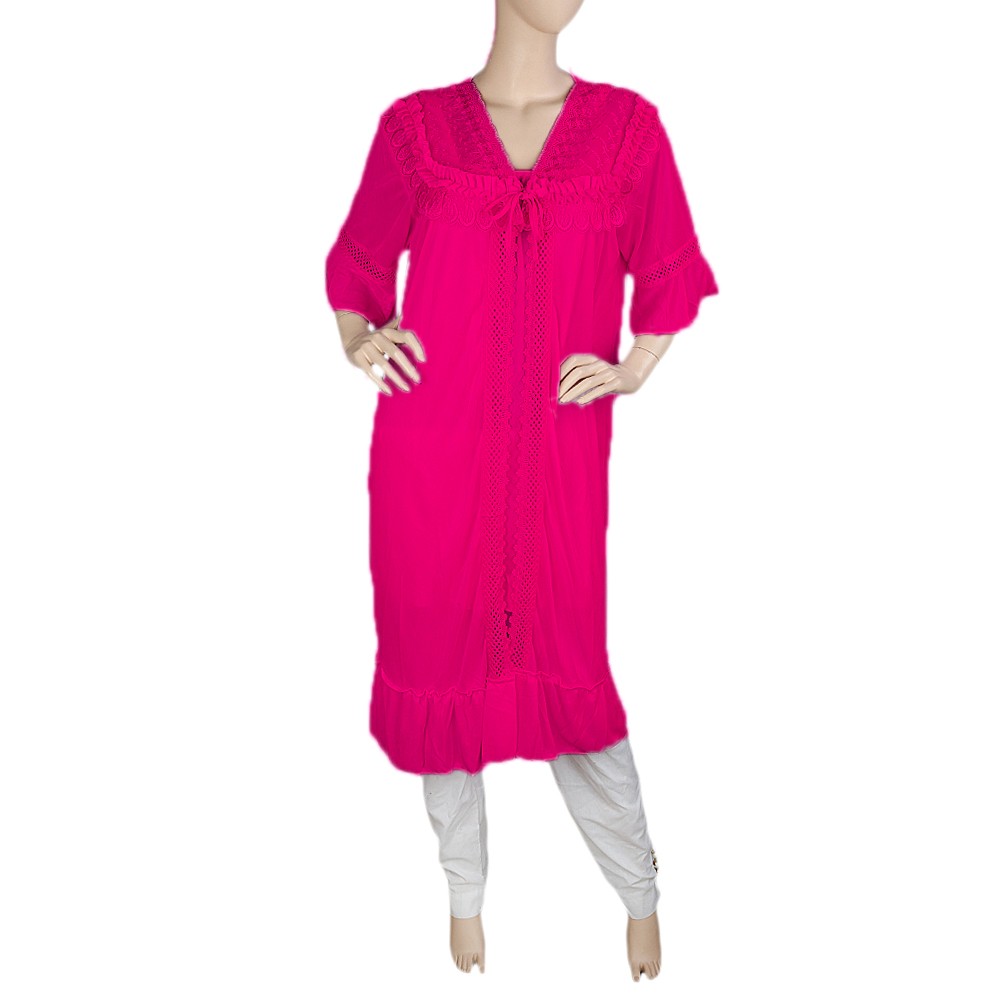 Women's Nighty 2 Pcs Set - Dark Pink -  Dark Pink - test-store-for-chase-value