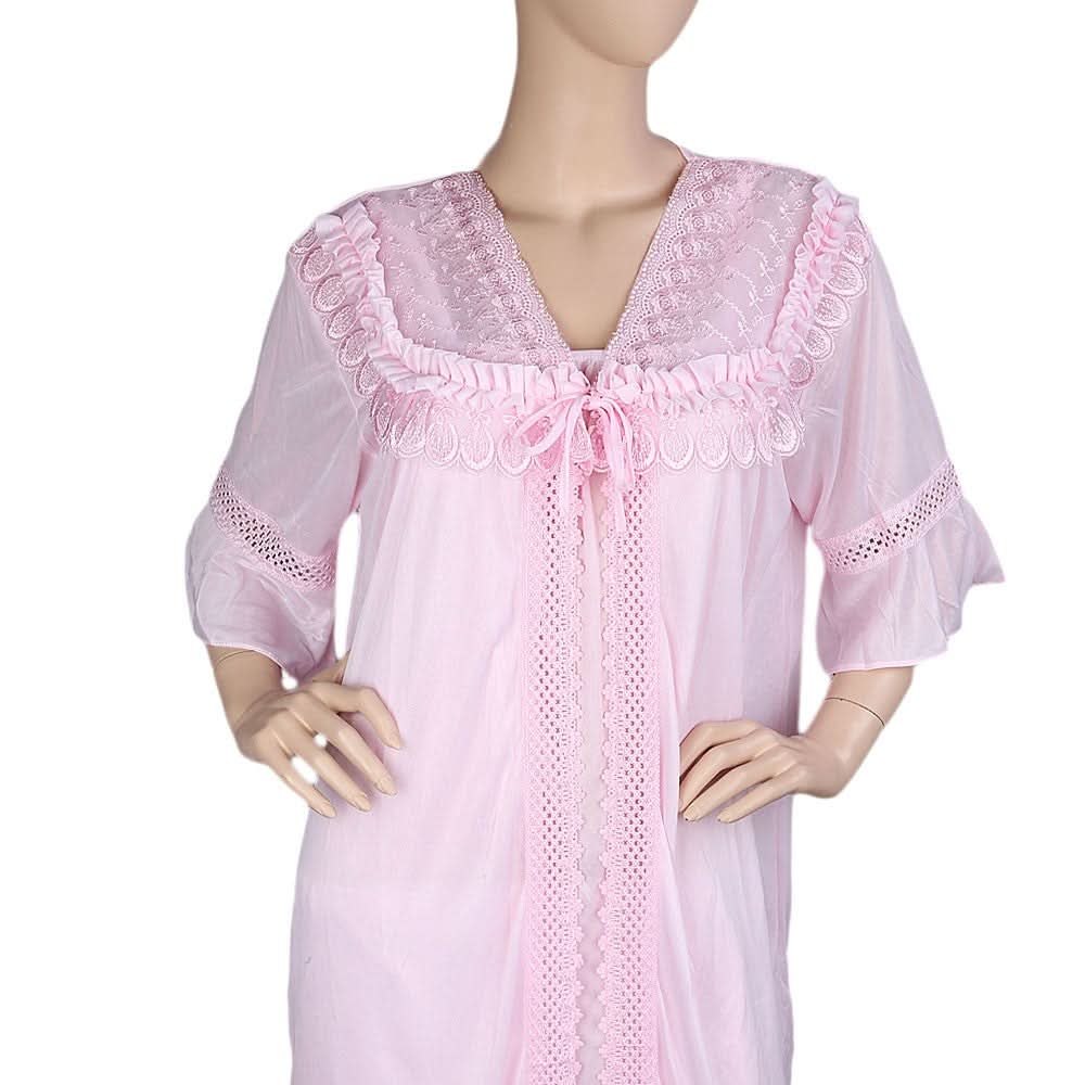 Women's Nighty 2 Pcs Set - Tea Pink - test-store-for-chase-value