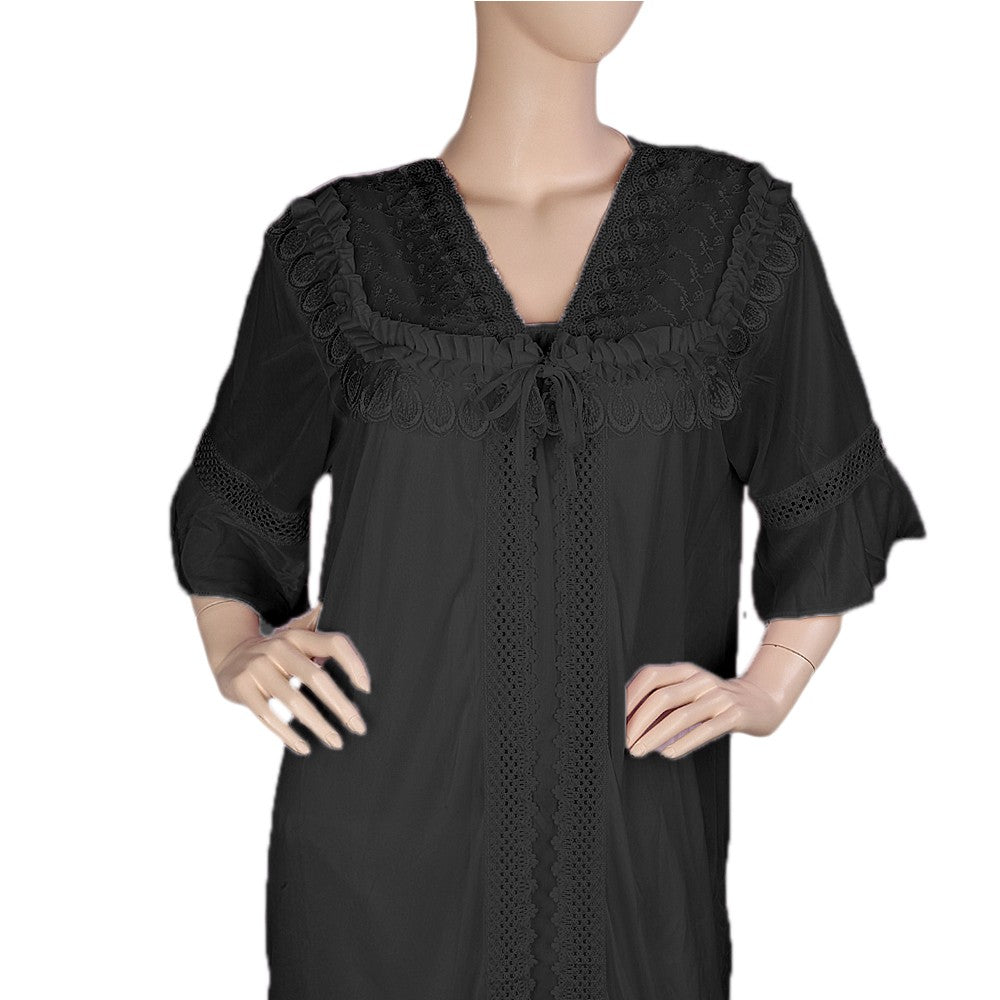 Women's Nighty 2 Pcs Set - Black -  Black - test-store-for-chase-value