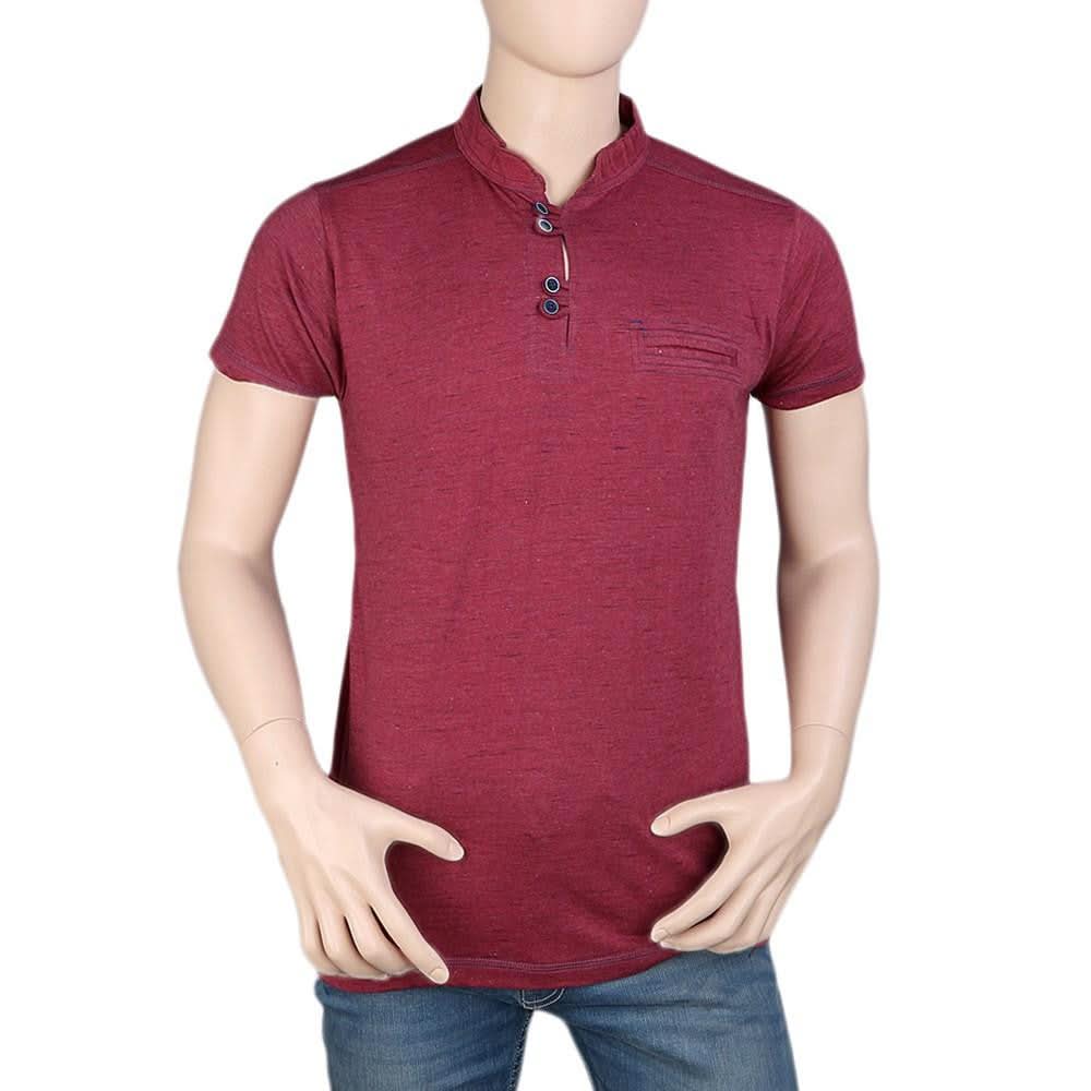 Men's Collar Half Sleeve T-Shirt - Maroon - test-store-for-chase-value