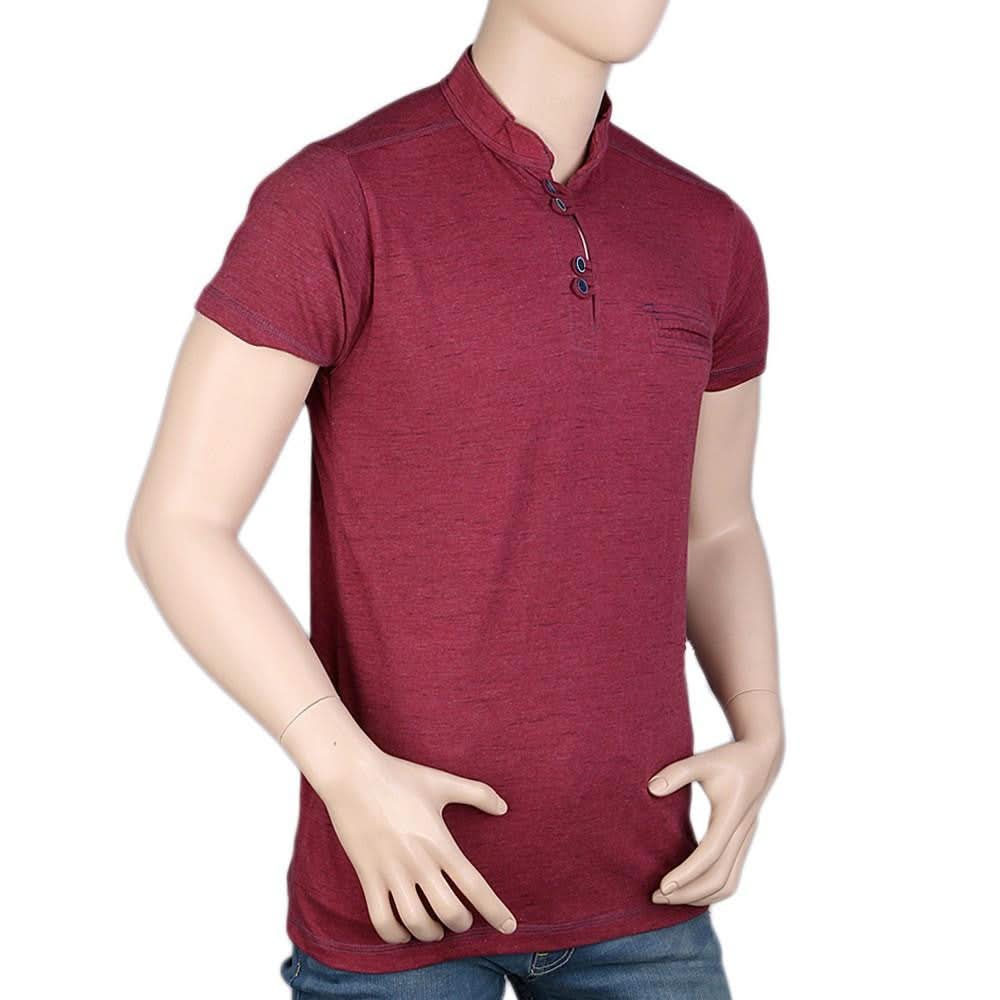 Men's Collar Half Sleeve T-Shirt - Maroon - test-store-for-chase-value