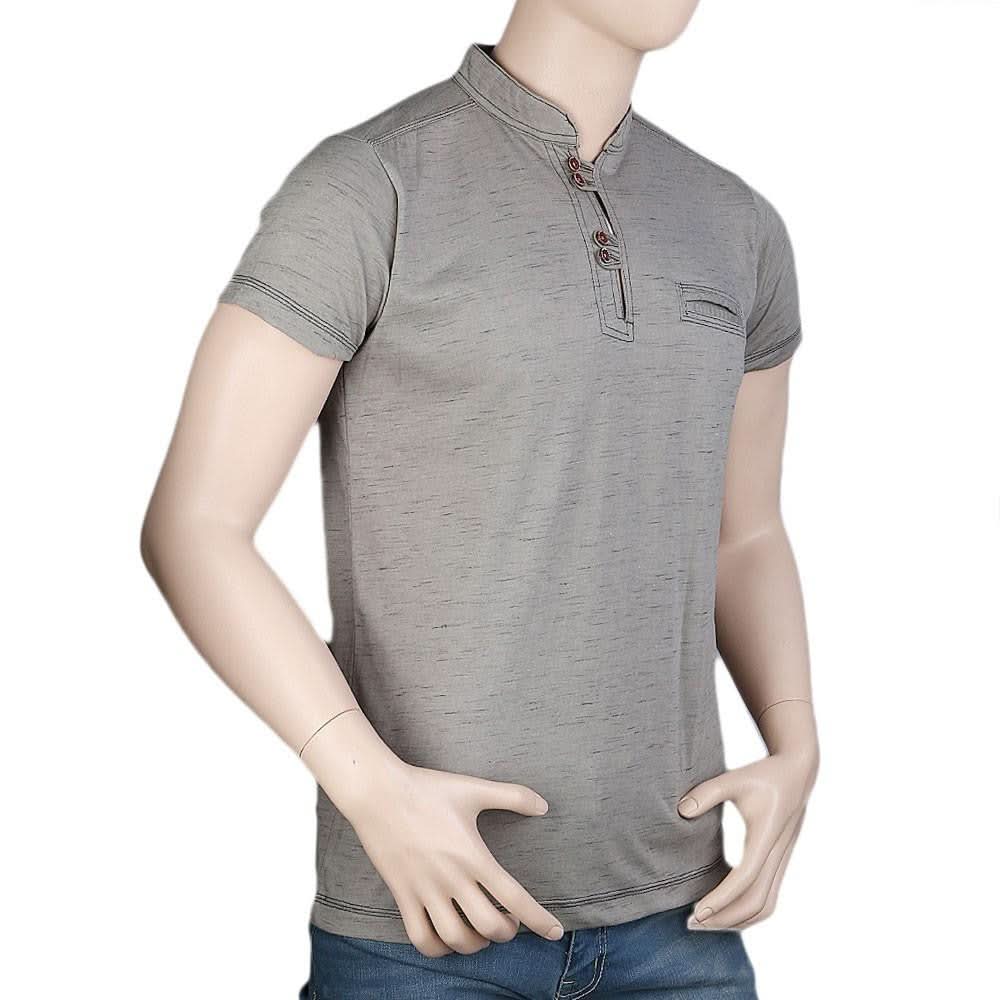 Men's Collar Half Sleeve T-Shirt - Beige - test-store-for-chase-value