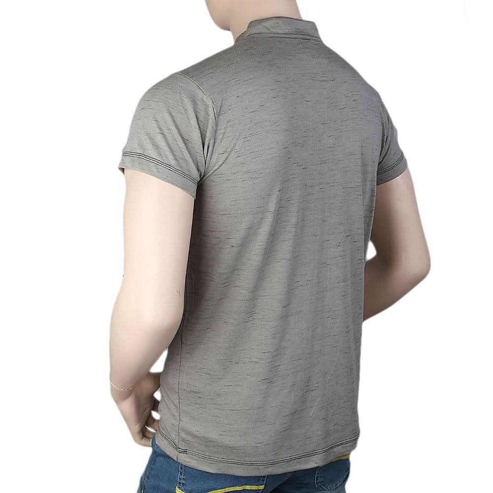 Men's Collar Half Sleeve T-Shirt - Beige - test-store-for-chase-value
