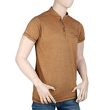 Men's Collar Half Sleeve T-Shirt - Brown -  Black - test-store-for-chase-value