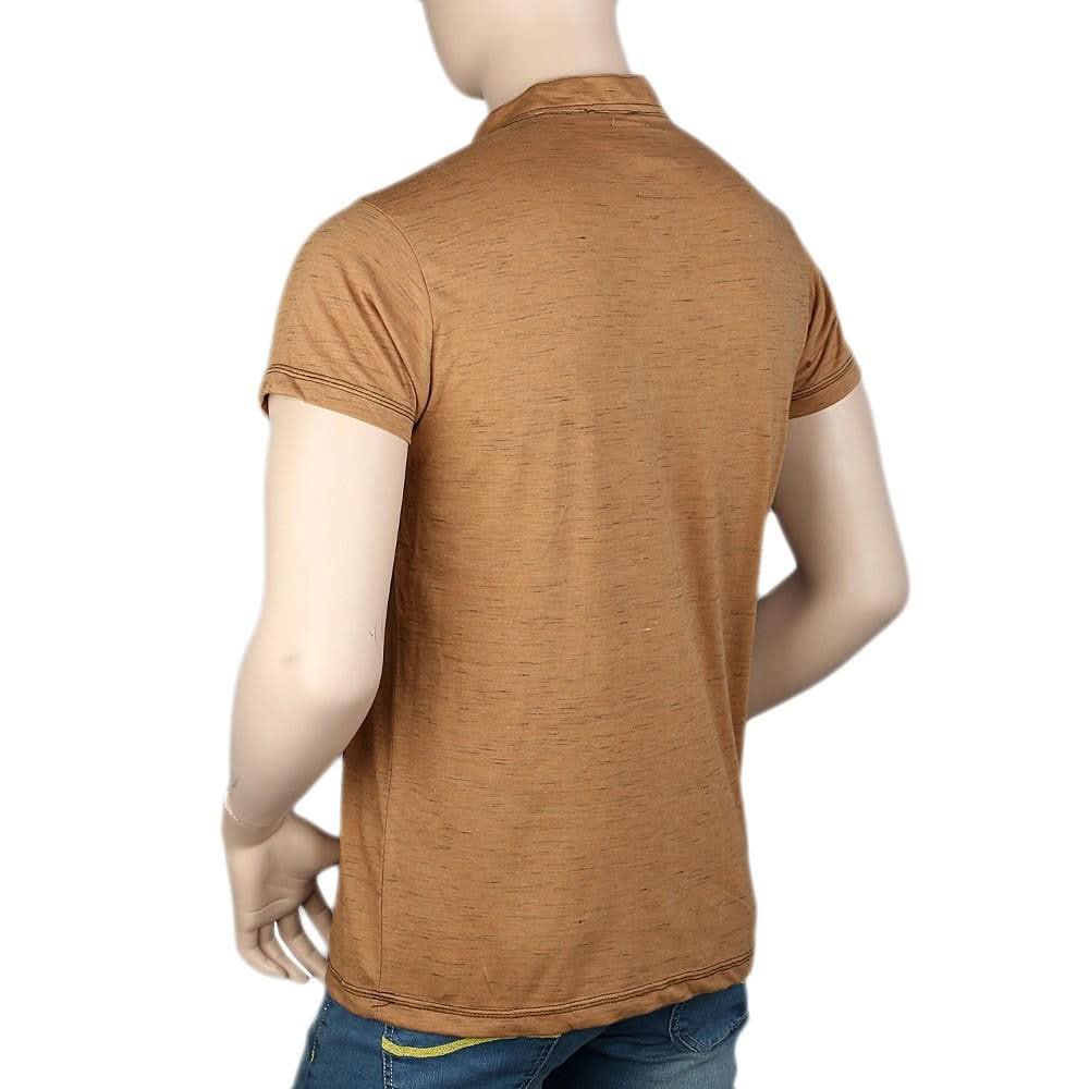 Men's Collar Half Sleeve T-Shirt - Brown -  Black - test-store-for-chase-value