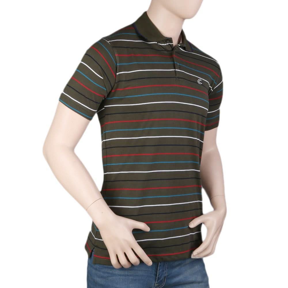 Men's Collar Half Sleeve T-Shirt - Green -  Green - test-store-for-chase-value