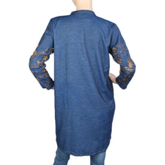 Women's Embroidered Denim Kurti - Blue -  Blue - test-store-for-chase-value