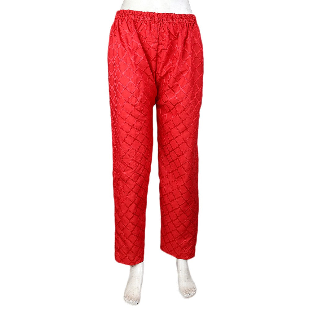 Women's Embroidered Trouser - Red -  Red - test-store-for-chase-value