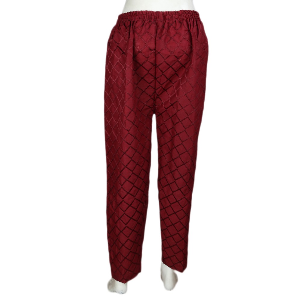 Women's Embroidered Trouser - Maroon -  Maroon - test-store-for-chase-value