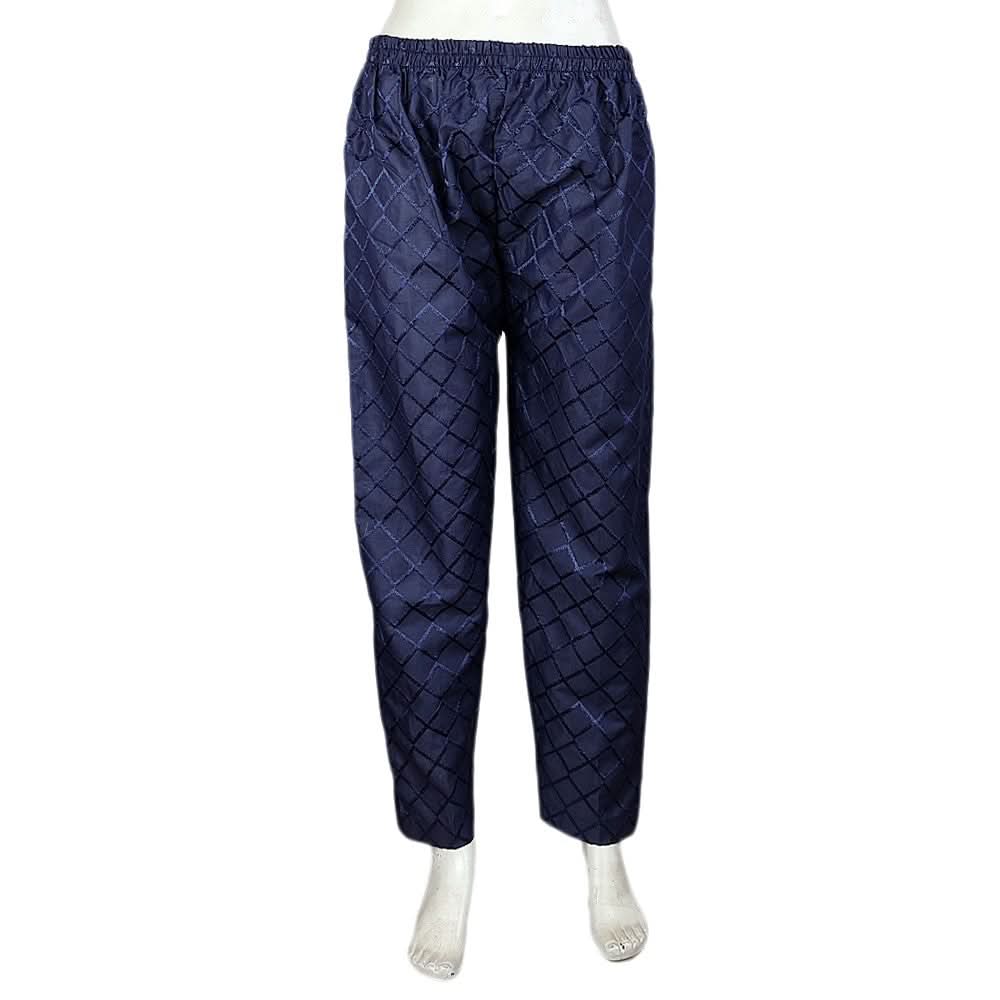 Women's Embroidered Trouser - Navy Blue -  Navy/Blue - test-store-for-chase-value