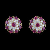 American Diamond Ear Tops - Red & White - test-store-for-chase-value