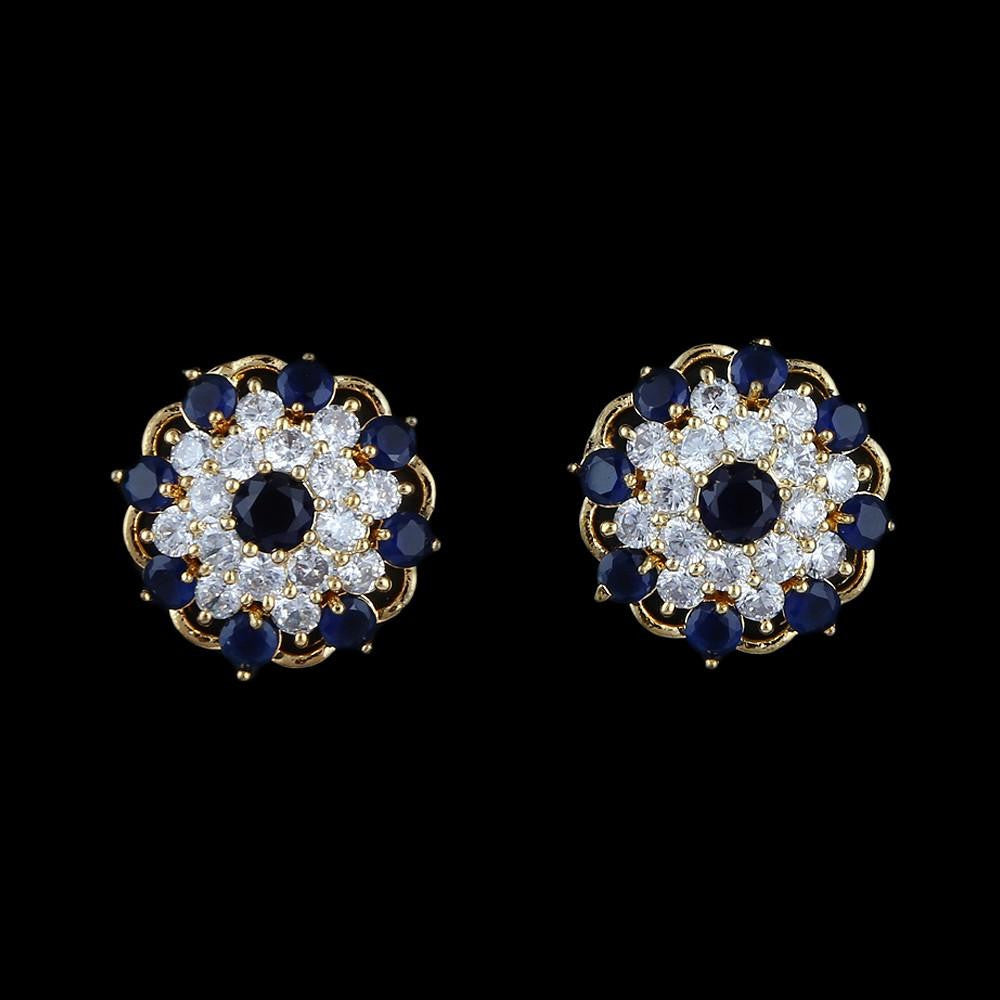 American Diamond Ear Tops - Blue - test-store-for-chase-value