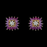 American Diamond Ear Tops - Golden & Red - test-store-for-chase-value