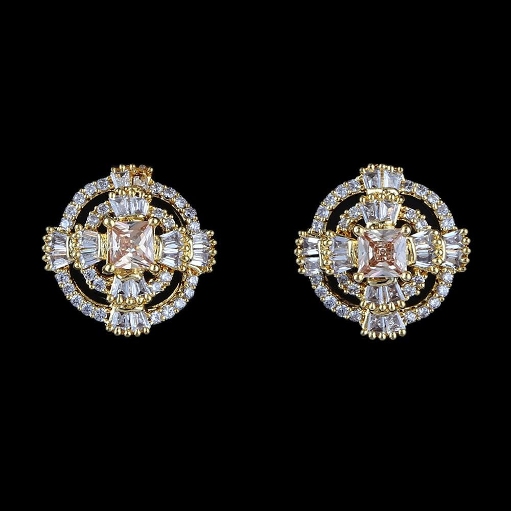 American Diamond Ear Tops - Golden - test-store-for-chase-value