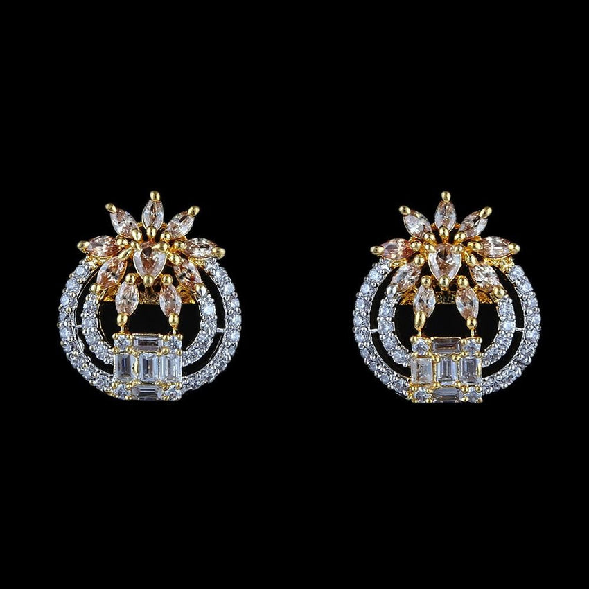 American Diamond Ear Tops - Golden & Silver - test-store-for-chase-value