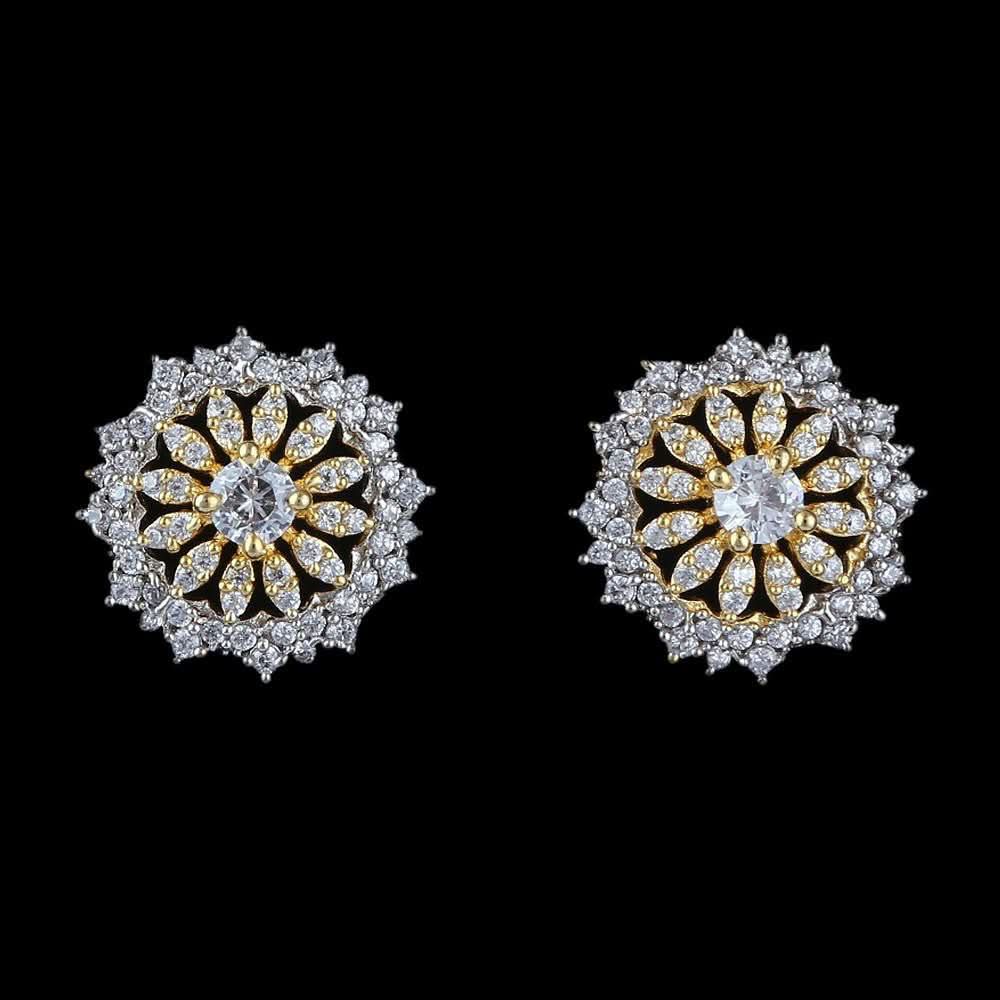 American Diamond Ear Tops - Silver & Golden - test-store-for-chase-value