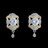 American Diamond Ear Tops - White & Golden - test-store-for-chase-value