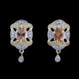 American Diamond Ear Tops - Peach & Golden - test-store-for-chase-value