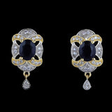 American Diamond Ear Tops - Blue & Golden - test-store-for-chase-value