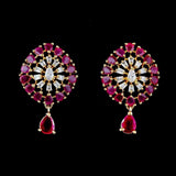 American Diamond Ear Tops - Red & Golden - test-store-for-chase-value