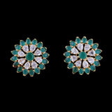 American Diamond Ear Tops - Green & Golden - test-store-for-chase-value