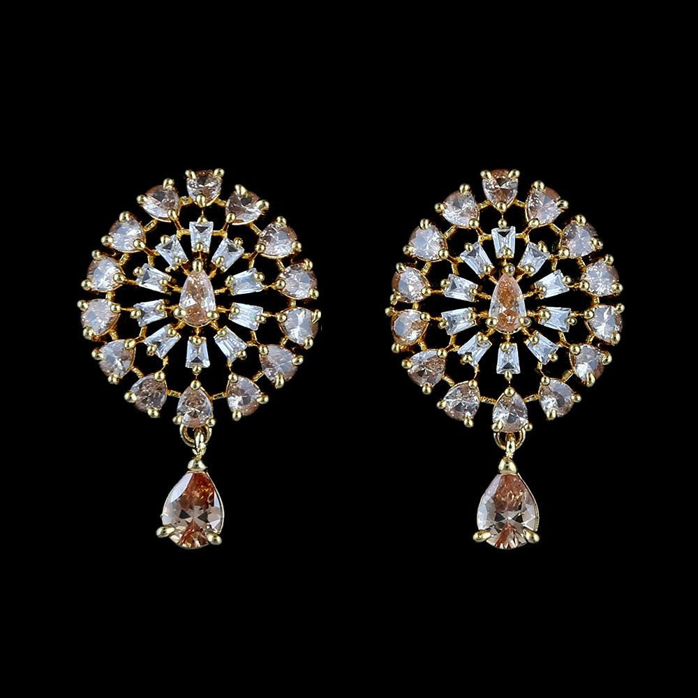 American Diamond Ear Tops - Golden - test-store-for-chase-value