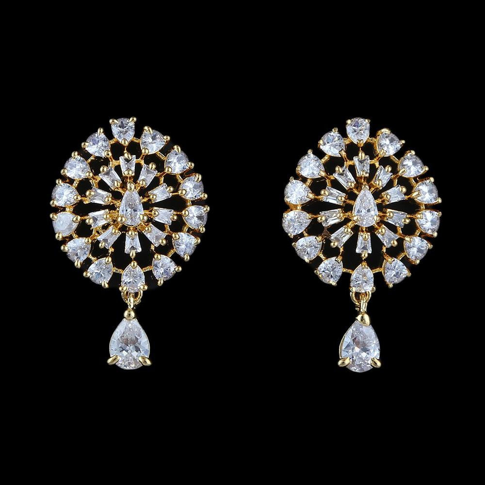 American Diamond Ear Tops - Golden - test-store-for-chase-value