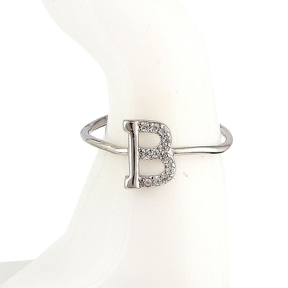 Women's Alphabet Finger Ring - Silver -  Silver - test-store-for-chase-value