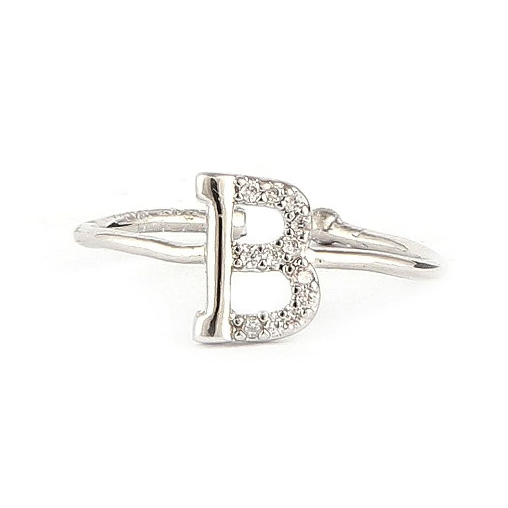 Women's Alphabet Finger Ring - Silver -  Silver - test-store-for-chase-value