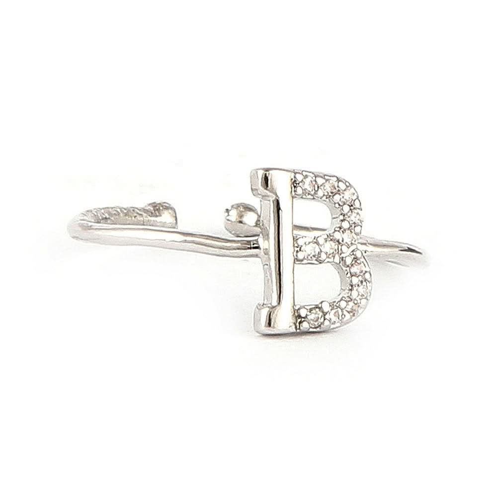 Women's Alphabet Finger Ring - Silver -  Silver - test-store-for-chase-value