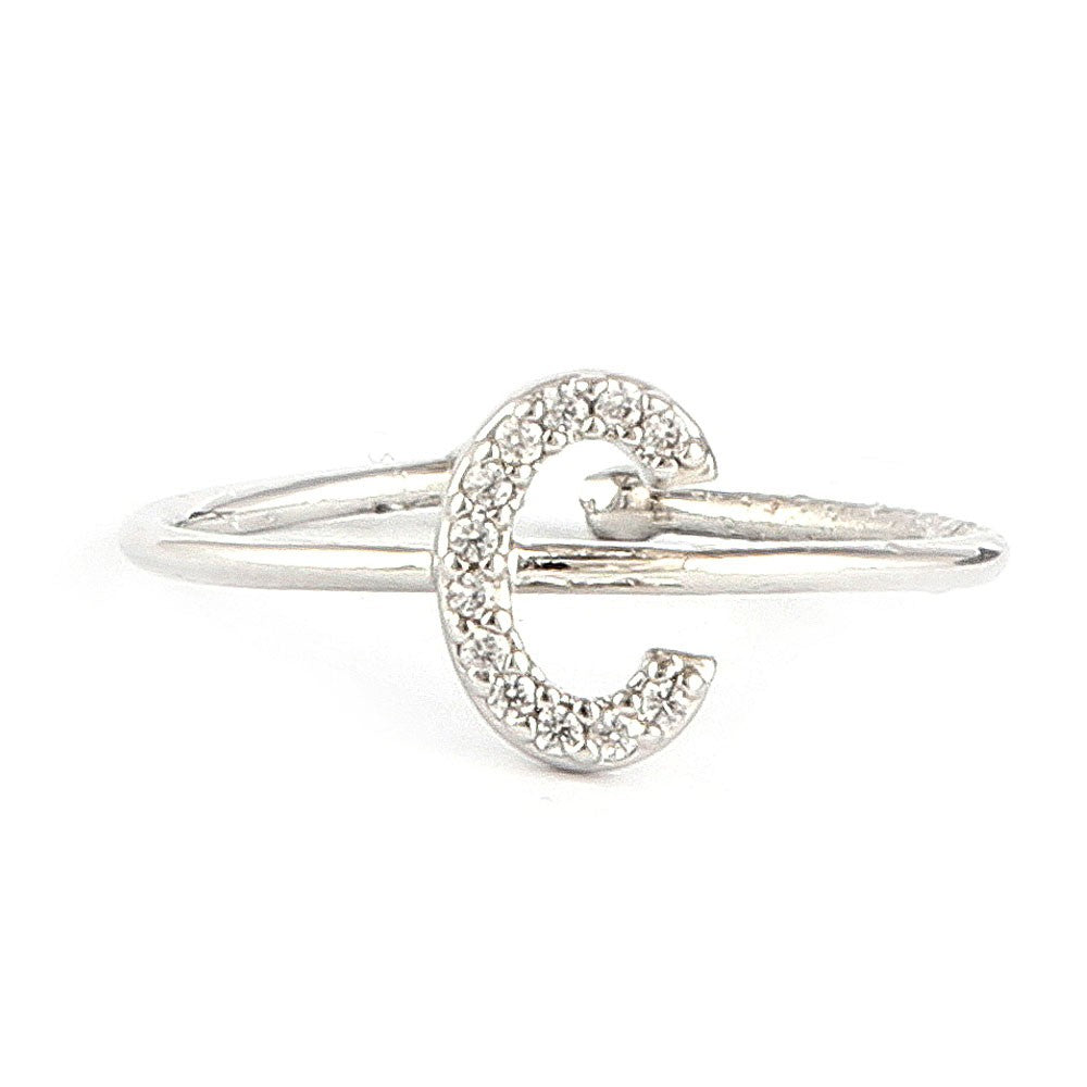 Women's Alphabet Finger Ring - Silver -  Silver - test-store-for-chase-value