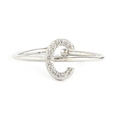 Women's Alphabet Finger Ring - Silver -  Silver - test-store-for-chase-value