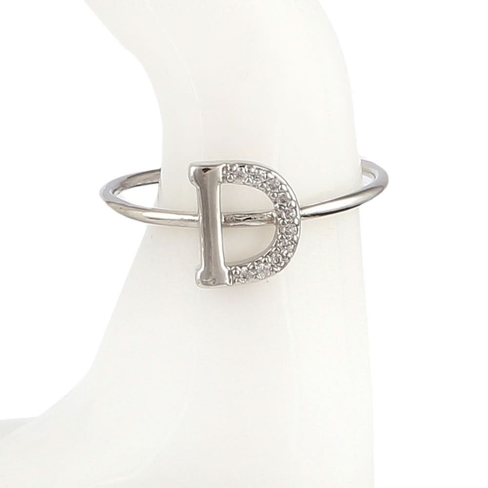 Women's Alphabet Finger Ring - Silver -  Silver - test-store-for-chase-value