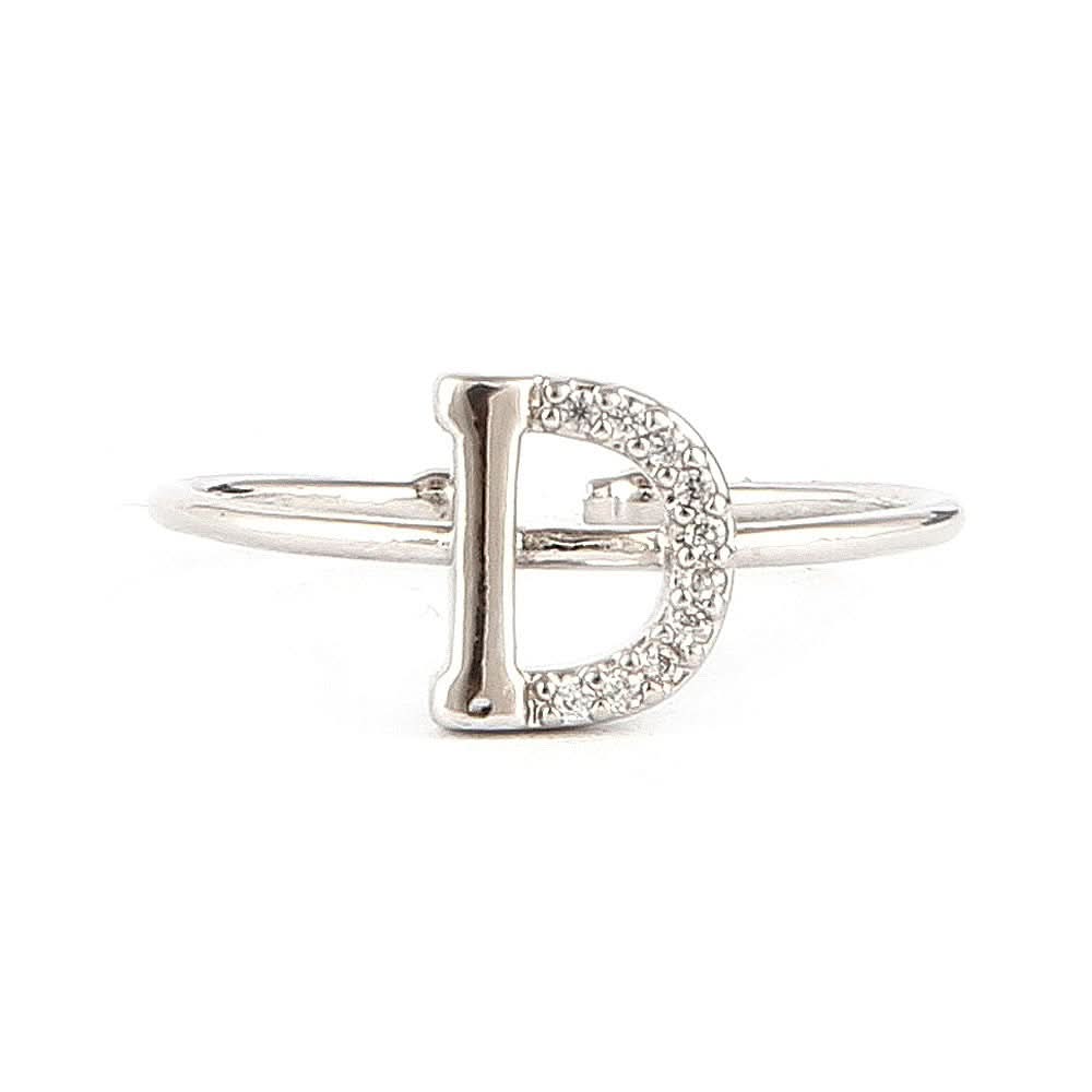 Women's Alphabet Finger Ring - Silver -  Silver - test-store-for-chase-value