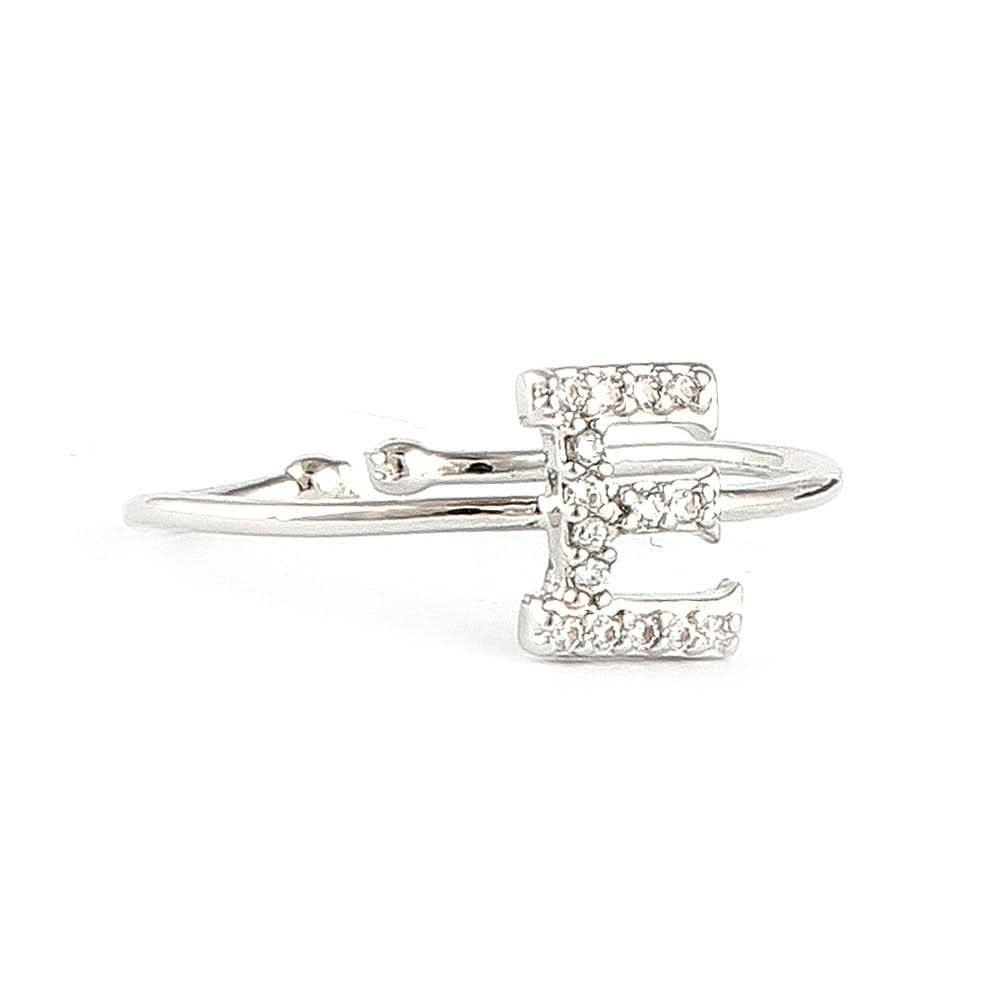 Women's Alphabet Finger Ring - Silver -  Silver - test-store-for-chase-value