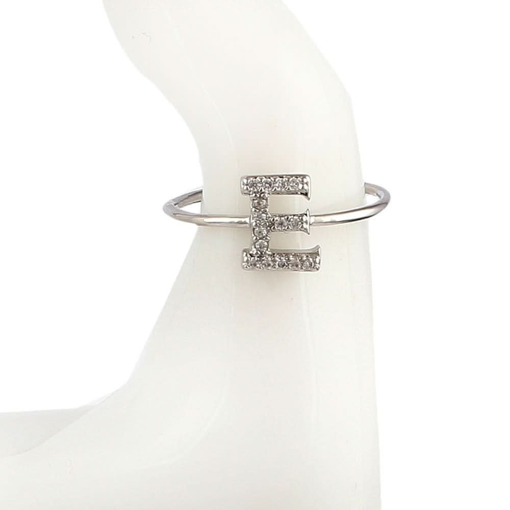 Women's Alphabet Finger Ring - Silver -  Silver - test-store-for-chase-value