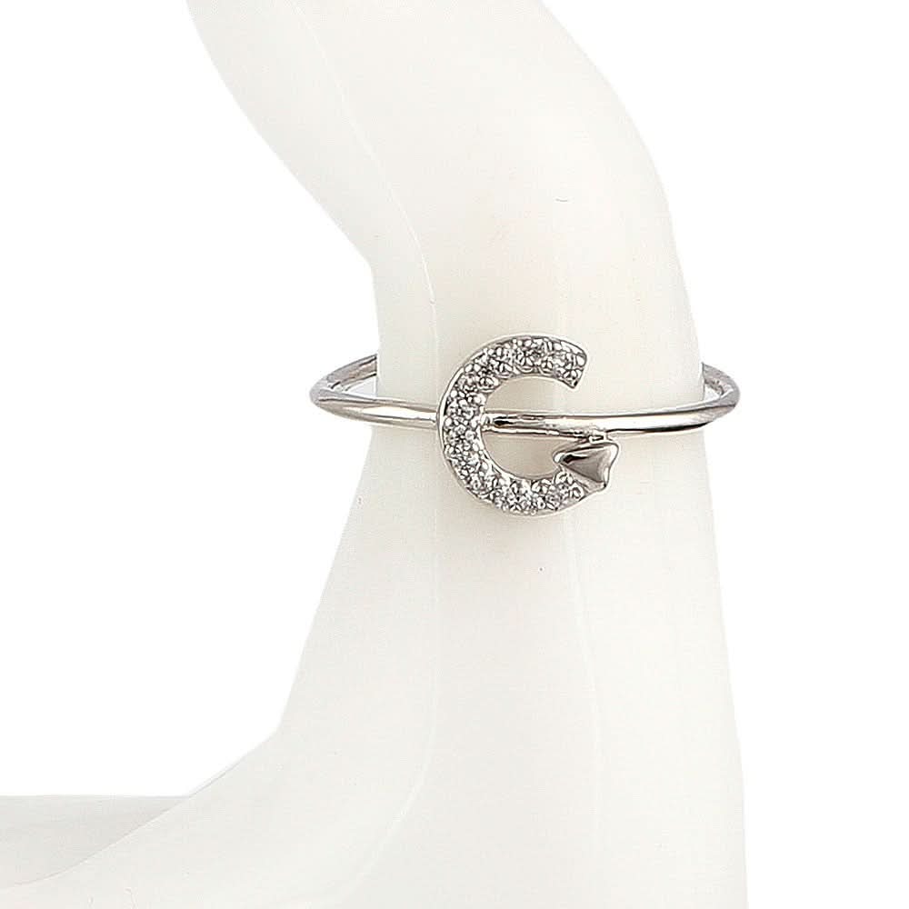Women's Alphabet Finger Ring - Silver -  Silver - test-store-for-chase-value