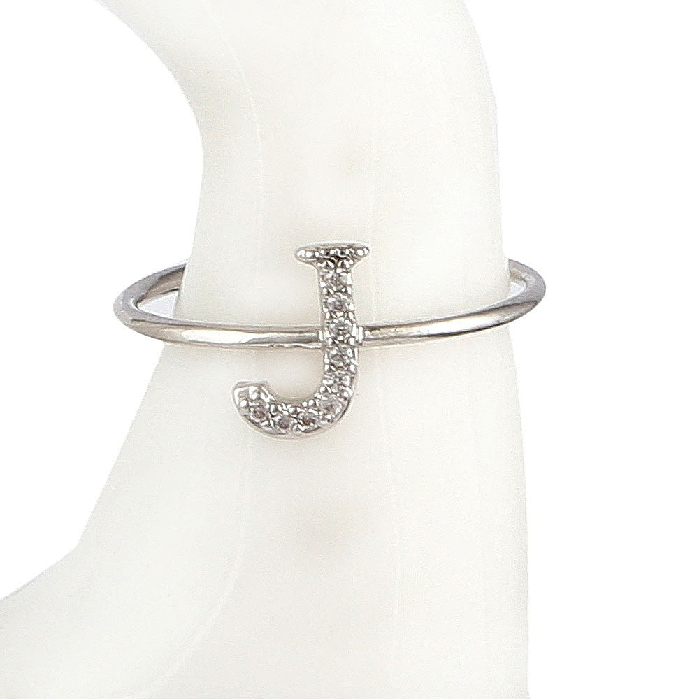 Women's Alphabet Finger Ring - Silver -  Silver - test-store-for-chase-value