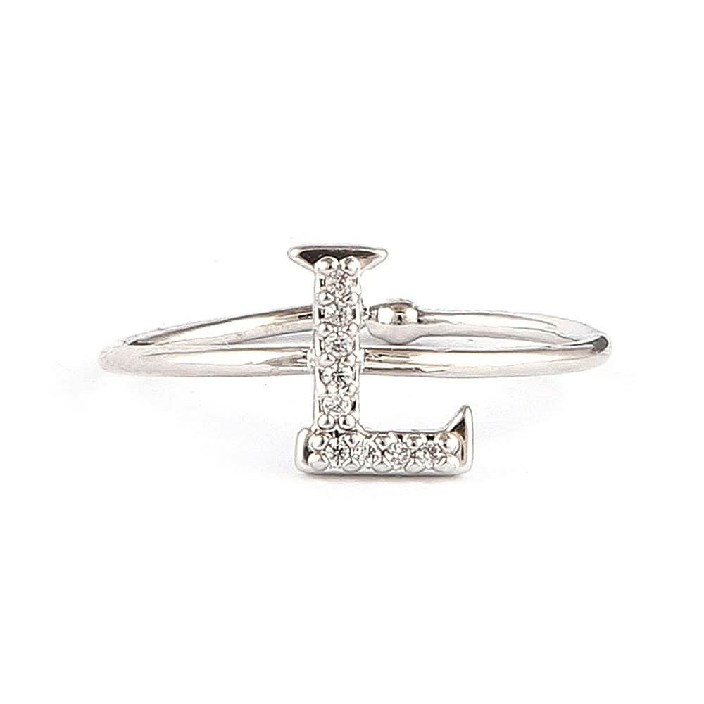 Women's Alphabet Finger Ring - Silver -  Silver - test-store-for-chase-value