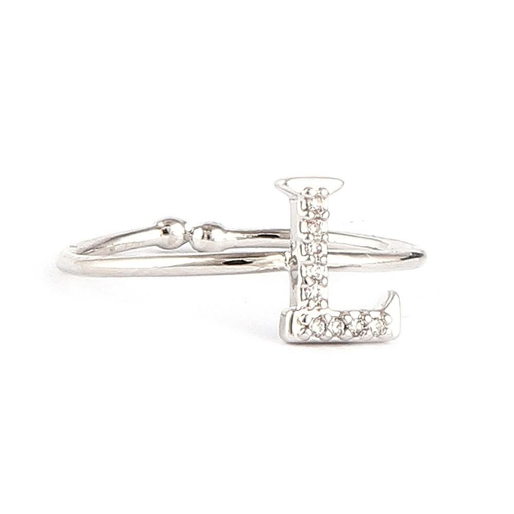 Women's Alphabet Finger Ring - Silver -  Silver - test-store-for-chase-value