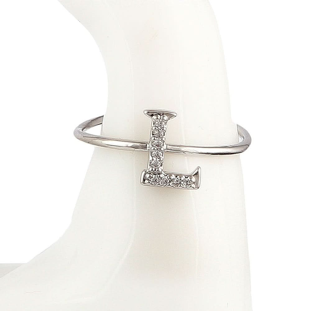 Women's Alphabet Finger Ring - Silver -  Silver - test-store-for-chase-value