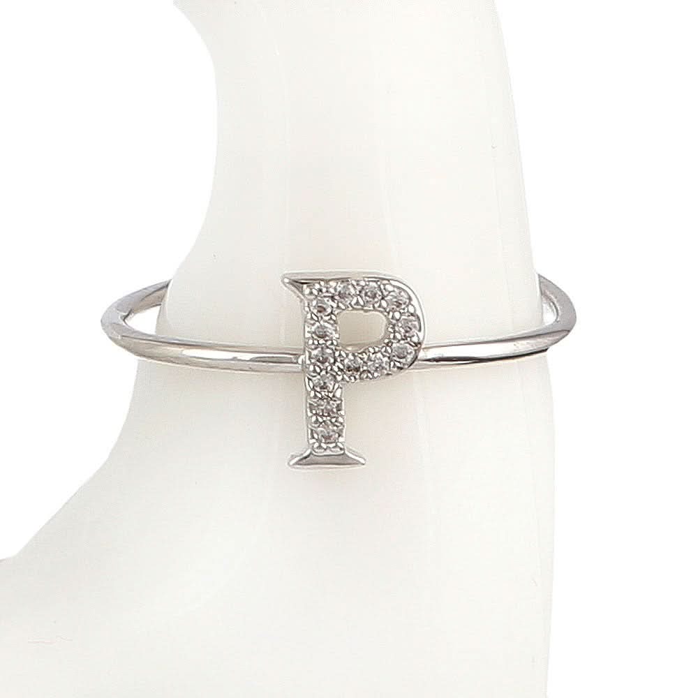 Women's Alphabet Finger Ring - Silver -  Silver - test-store-for-chase-value