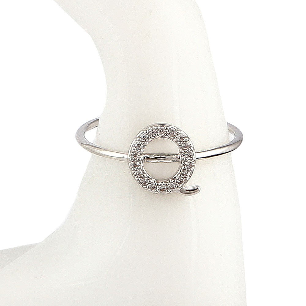 Women's Alphabet Finger Ring - Silver -  Silver - test-store-for-chase-value