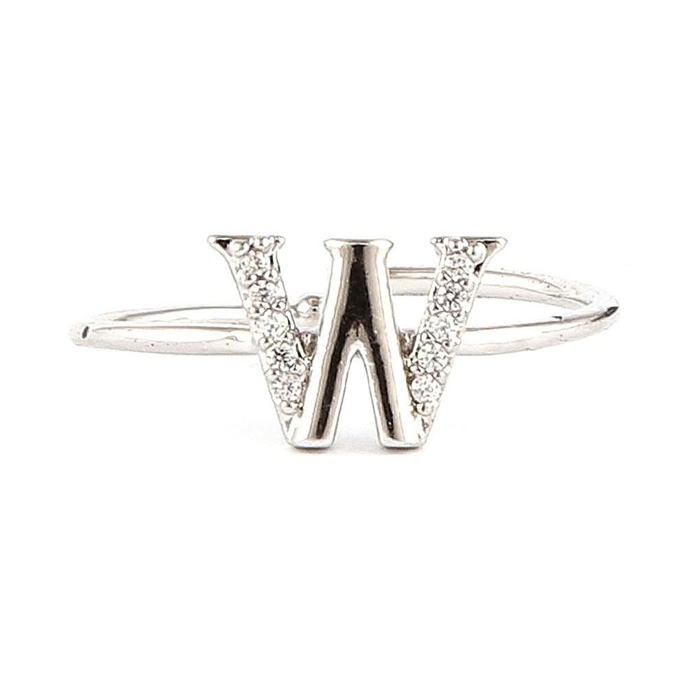 Women's Alphabet Finger Ring - Silver -  Silver - test-store-for-chase-value