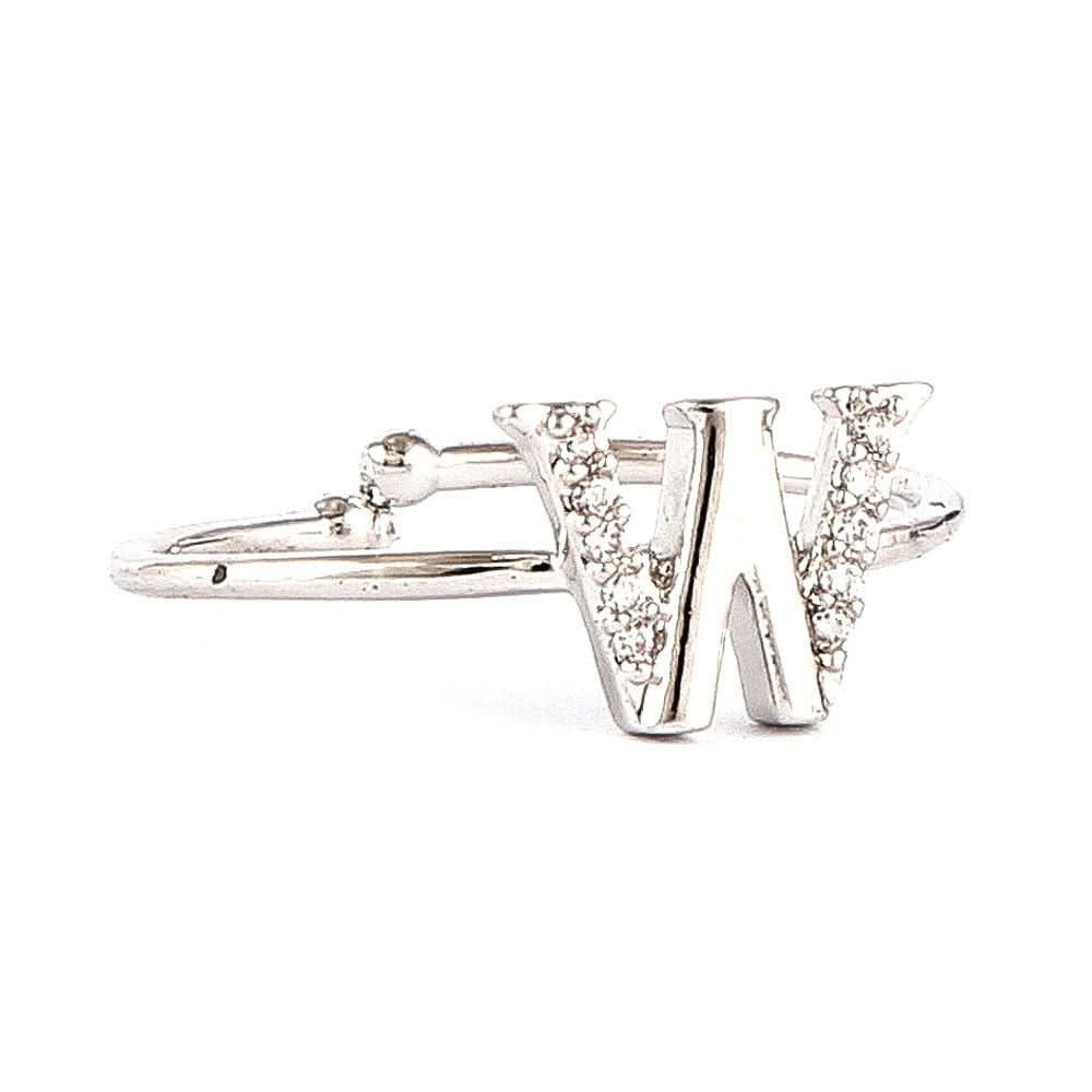 Women's Alphabet Finger Ring - Silver -  Silver - test-store-for-chase-value