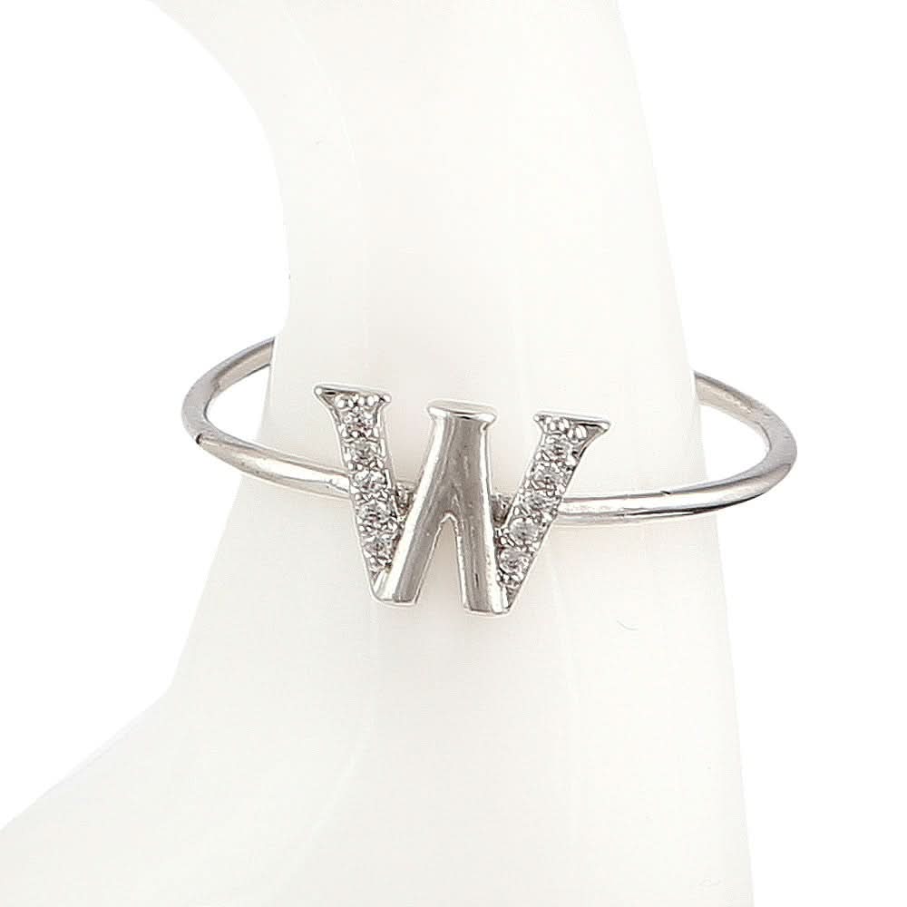 Women's Alphabet Finger Ring - Silver -  Silver - test-store-for-chase-value